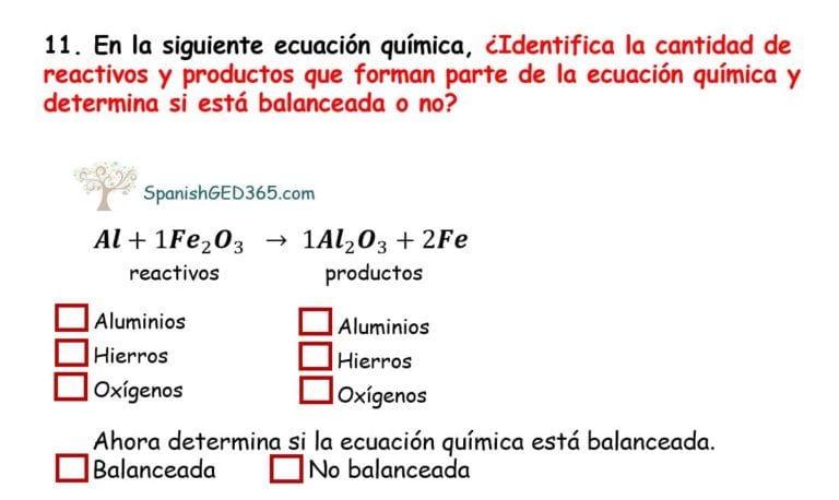 Examen De Practica QuÍmica Spanish Ged 365